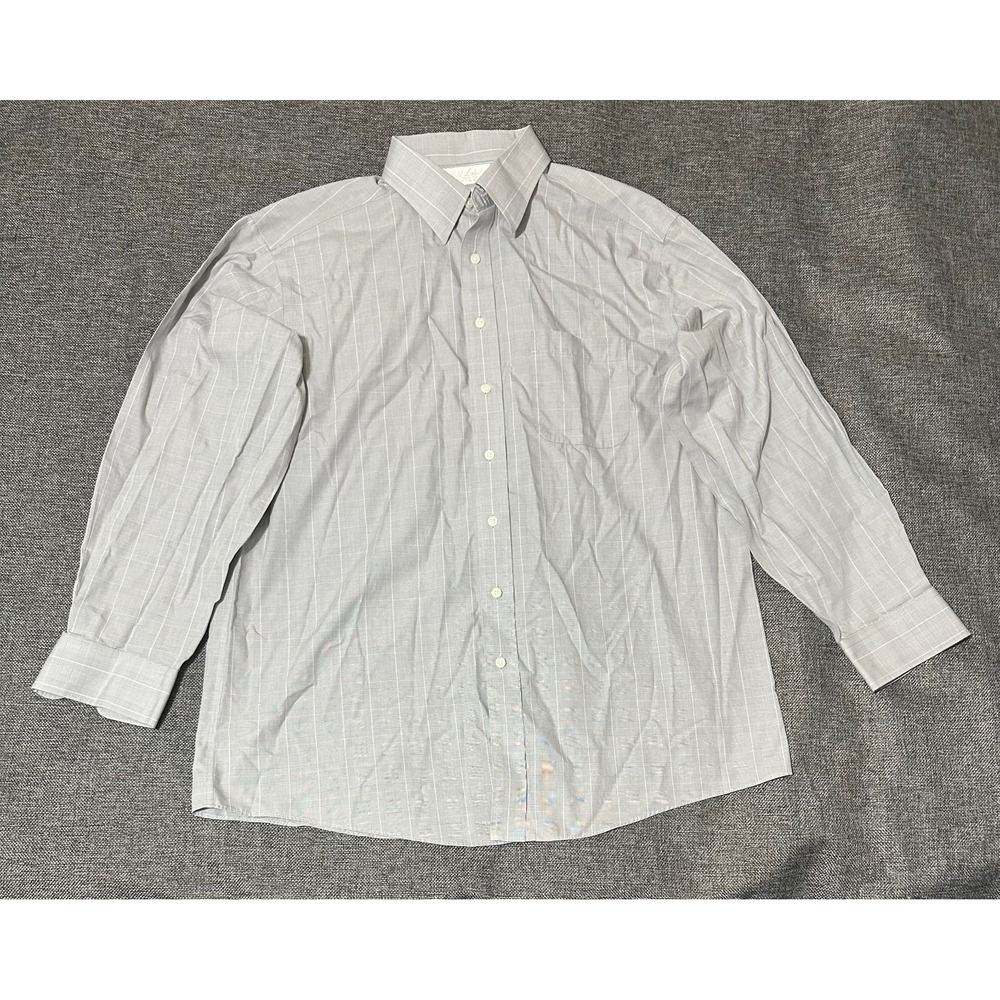 Roundtree & Yorke‎ Fitted Men's 17/34 Plaid Gray Long Sleeve Shirt